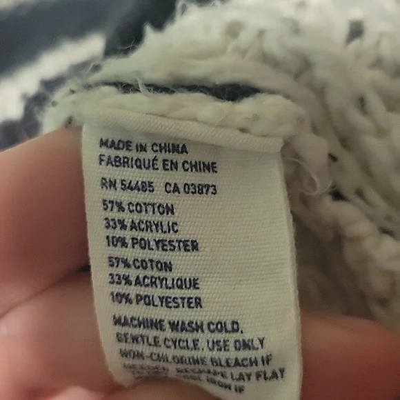 American Eagle Outfiters Women's Black And White Striped Open Knit Sweater Large - Picture 5 of 6